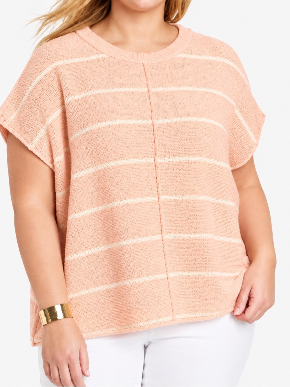 Universal Thread Orange Peach Striped Boxy Knit Fall Sweater Women’s XXL NWOT